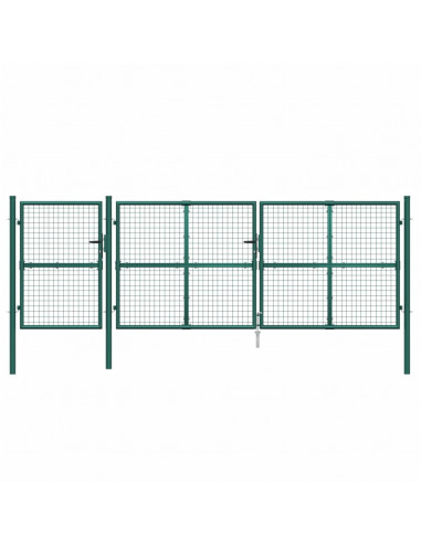Cancello da Giardino in Rete Verde 400x175 cm Acciaio Zincato