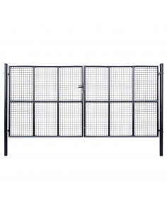 Cancello per Giardino in Acciaio Zincato Grigio 400x200 cm 2