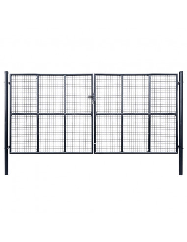 Cancello per Giardino in Acciaio Zincato Grigio 400x200 cm