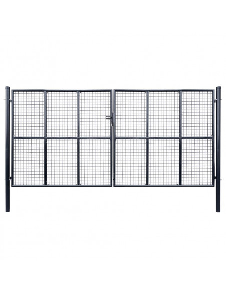 Cancello per Giardino in Acciaio Zincato Grigio 400x200 cm
