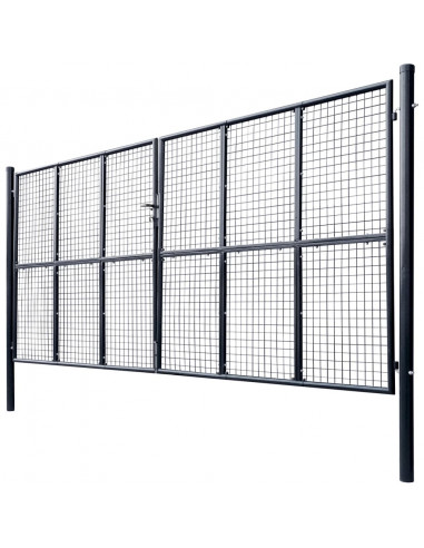 Cancello per Giardino in Acciaio Zincato Grigio 400x200 cm