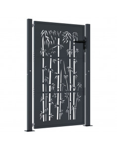 Cancello Giardino Antracite 105x155 cm in Acciaio Design Bambù 2