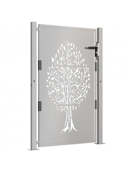 Cancello da Giardino 105x130 cm in Acciaio Corten Design Albero