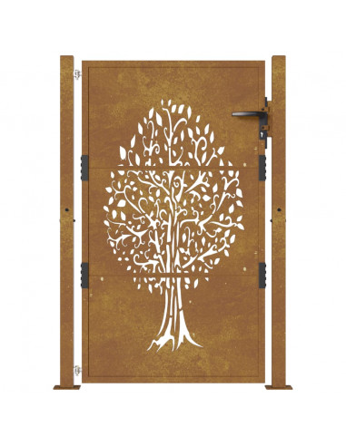 Cancello da Giardino 105x130 cm in Acciaio Corten Design Albero