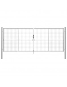 Cancello per Giardino in Acciaio Zincato 415x200cm Argento 2