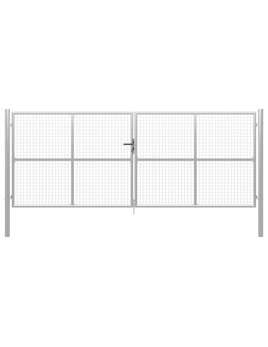 Cancello per Giardino in Acciaio Zincato 415x200cm Argento