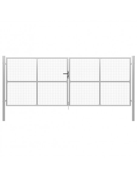 Cancello per Giardino in Acciaio Zincato 415x200cm Argento