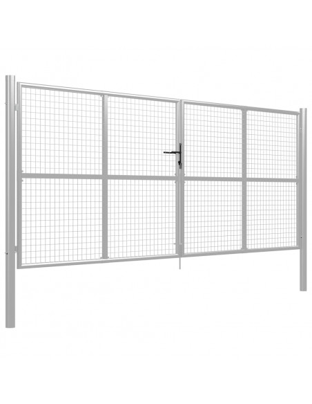 Cancello per Giardino in Acciaio Zincato 415x200cm Argento