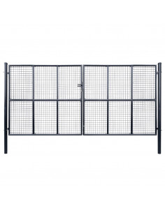 Cancello per Giardino in Acciaio Zincato Grigio 400x175 cm 2