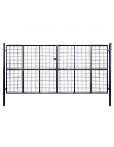 Cancello per Giardino in Acciaio Zincato Grigio 400x175 cm