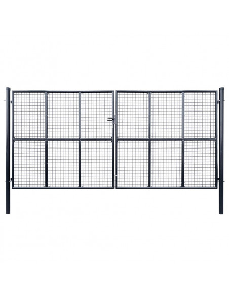 Cancello per Giardino in Acciaio Zincato Grigio 400x175 cm