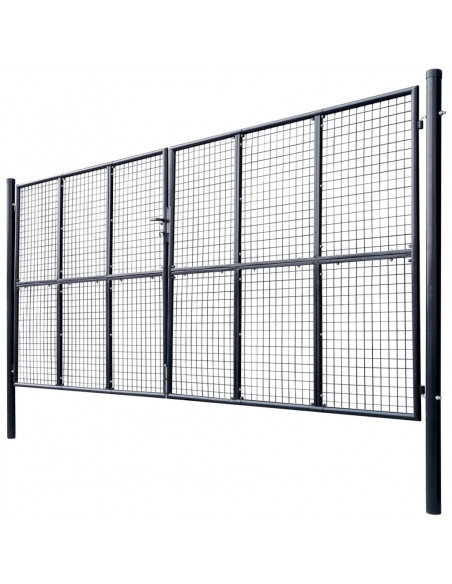 Cancello per Giardino in Acciaio Zincato Grigio 400x175 cm