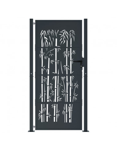 Cancello Giardino Antracite 105x205 cm in Acciaio Design Bambù