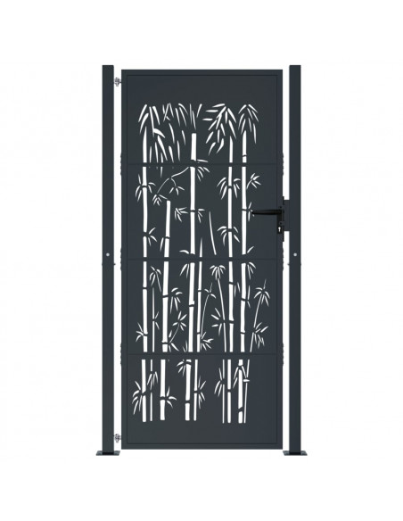 Cancello Giardino Antracite 105x205 cm in Acciaio Design Bambù