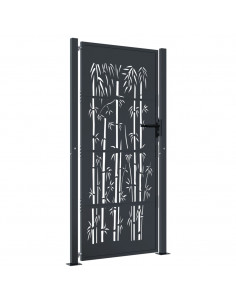 Cancello Giardino Antracite 105x180 cm in Acciaio Design Bambù 2