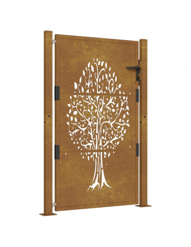 Cancello da Giardino 105x155 cm in Acciaio Corten Design Albero