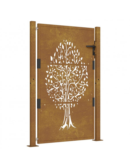 Cancello da Giardino 105x155 cm in Acciaio Corten Design Albero
