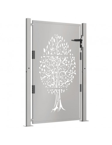 Cancello da Giardino 105x155 cm in Acciaio Corten Design Albero