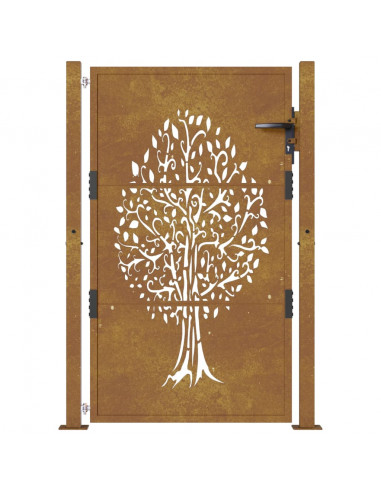 Cancello da Giardino 105x155 cm in Acciaio Corten Design Albero