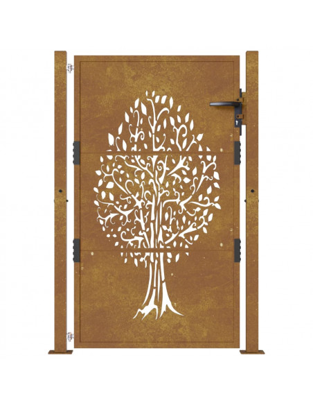 Cancello da Giardino 105x155 cm in Acciaio Corten Design Albero