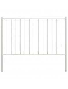 Pannello Recinzione e Pali Acciaio Verniciato 1,7x0,75m Bianco 2