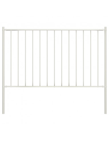 Pannello Recinzione e Pali Acciaio Verniciato 1,7x0,75m Bianco
