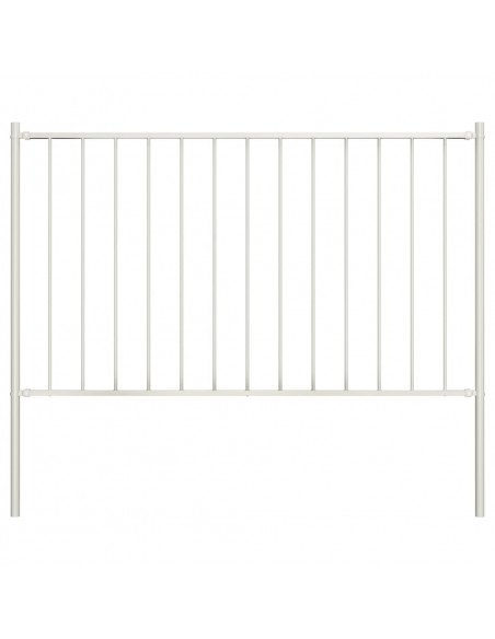Pannello Recinzione con Pali Acciaio Verniciato 1,7x1m Bianco
