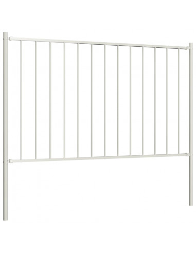 Pannello Recinzione con Pali Acciaio Verniciato 1,7x1m Bianco