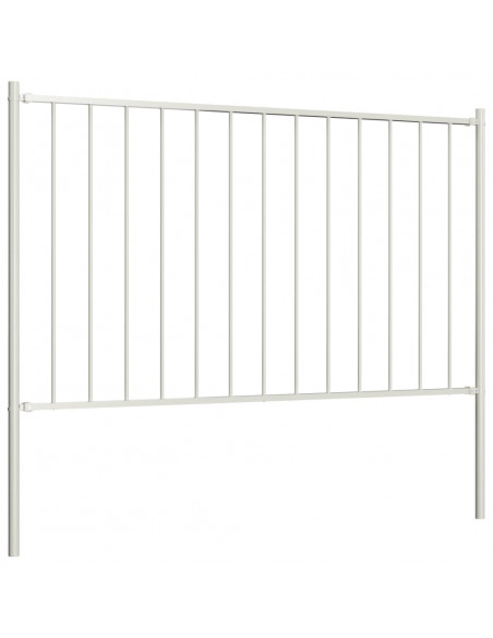Pannello Recinzione con Pali Acciaio Verniciato 1,7x1m Bianco