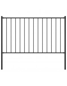 Pannello Recinzione con Pali Acciaio Verniciato 1,7x1,25 m Nero 2