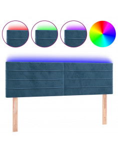 Testiera a LED Blu Scuro 144x5x78/88 cm in Velluto 2