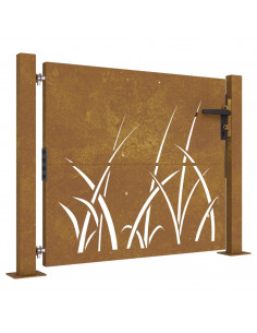 Cancello da Giardino 105x105 cm in Acciaio Corten Design Erba 2