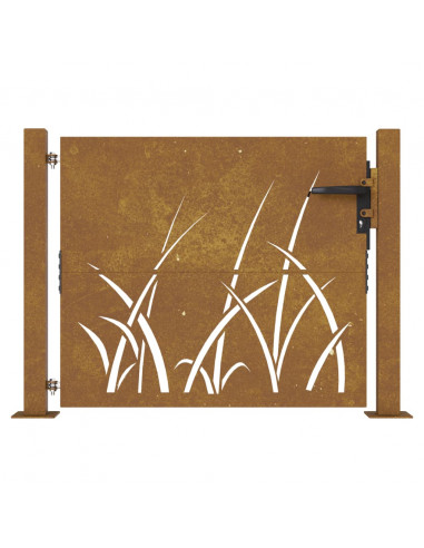 Cancello da Giardino 105x105 cm in Acciaio Corten Design Erba