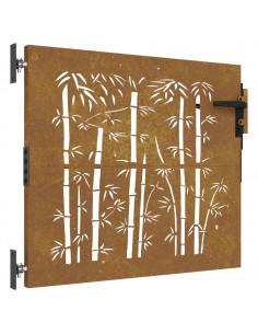 Cancello da Giardino 85x100 cm in Acciaio Corten Design Bambù 2