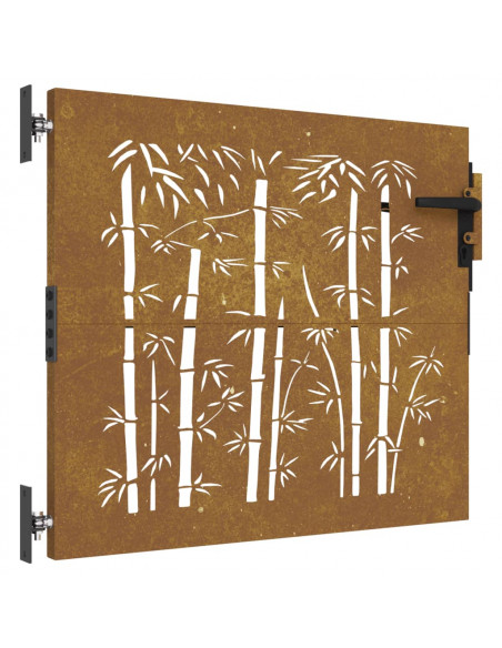 Cancello da Giardino 85x100 cm in Acciaio Corten Design Bambù