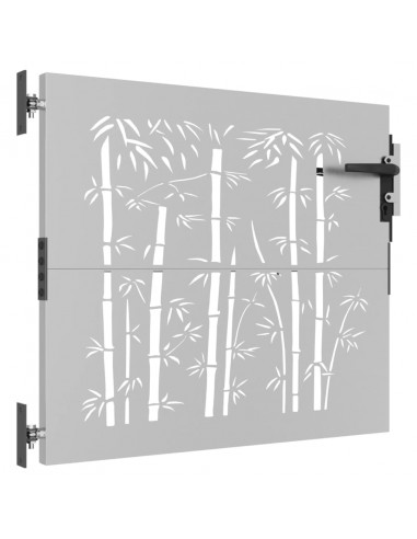 Cancello da Giardino 85x100 cm in Acciaio Corten Design Bambù