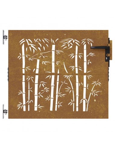Cancello da Giardino 85x100 cm in Acciaio Corten Design Bambù