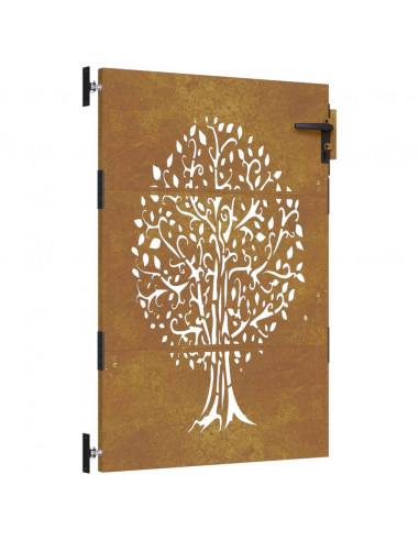 Cancello da Giardino 85x150 cm in Acciaio Corten Design Albero