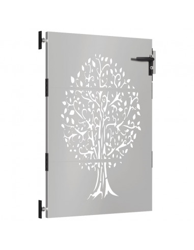 Cancello da Giardino 85x150 cm in Acciaio Corten Design Albero