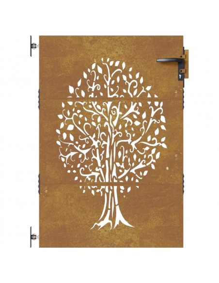 Cancello da Giardino 85x150 cm in Acciaio Corten Design Albero