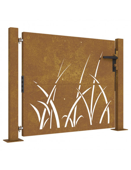 Cancello da Giardino 105x80 cm in Acciaio Corten Design Erba