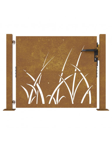 Cancello da Giardino 105x80 cm in Acciaio Corten Design Erba