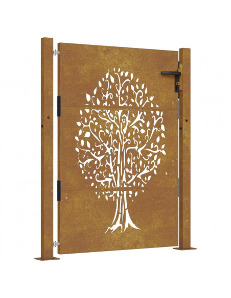 Cancello da Giardino 105x130 cm in Acciaio Corten Design Albero