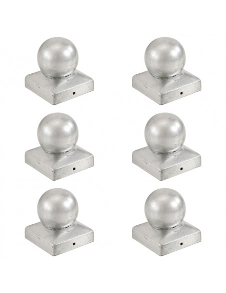Tappi per Pali 6 pz Estremità a Globo Metallo Zincato 71x71 mm