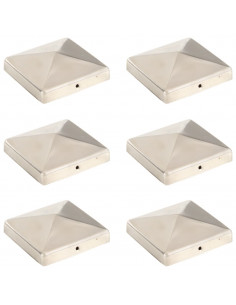 Tappi per Pali a Piramide 6 pz in Acciaio Inox 101x101 mm 2
