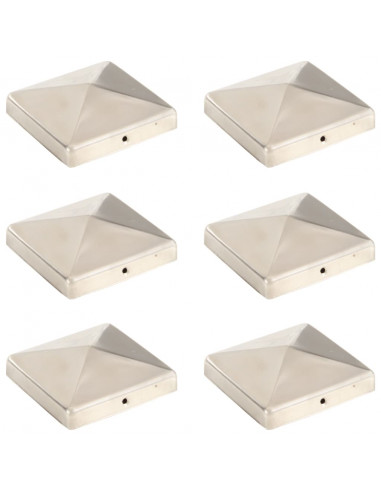 Tappi per Pali a Piramide 6 pz in Acciaio Inox 101x101 mm