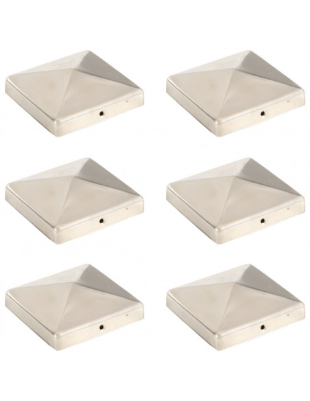 Tappi per Pali a Piramide 6 pz in Acciaio Inox 101x101 mm