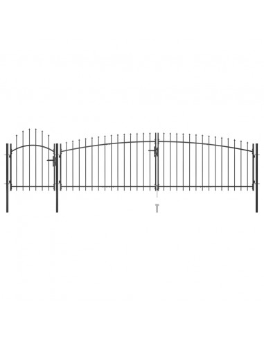 Cancello da Giardino con Punta a Lancia 5x1,5 m Nero