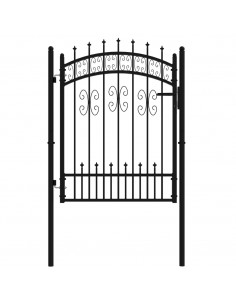 Recinzione Cancello con Punta a Lancia Nera 103x175cm Acciaio 2