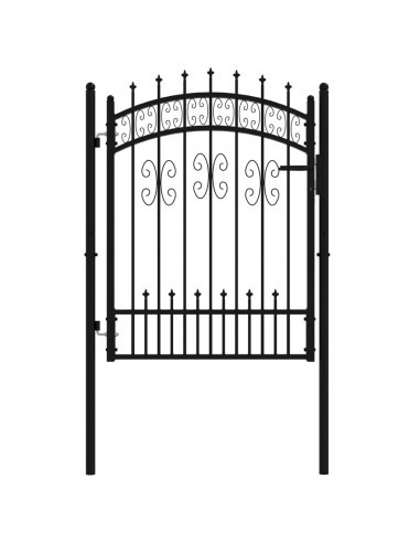 Recinzione Cancello con Punta a Lancia Nera 103x175cm Acciaio